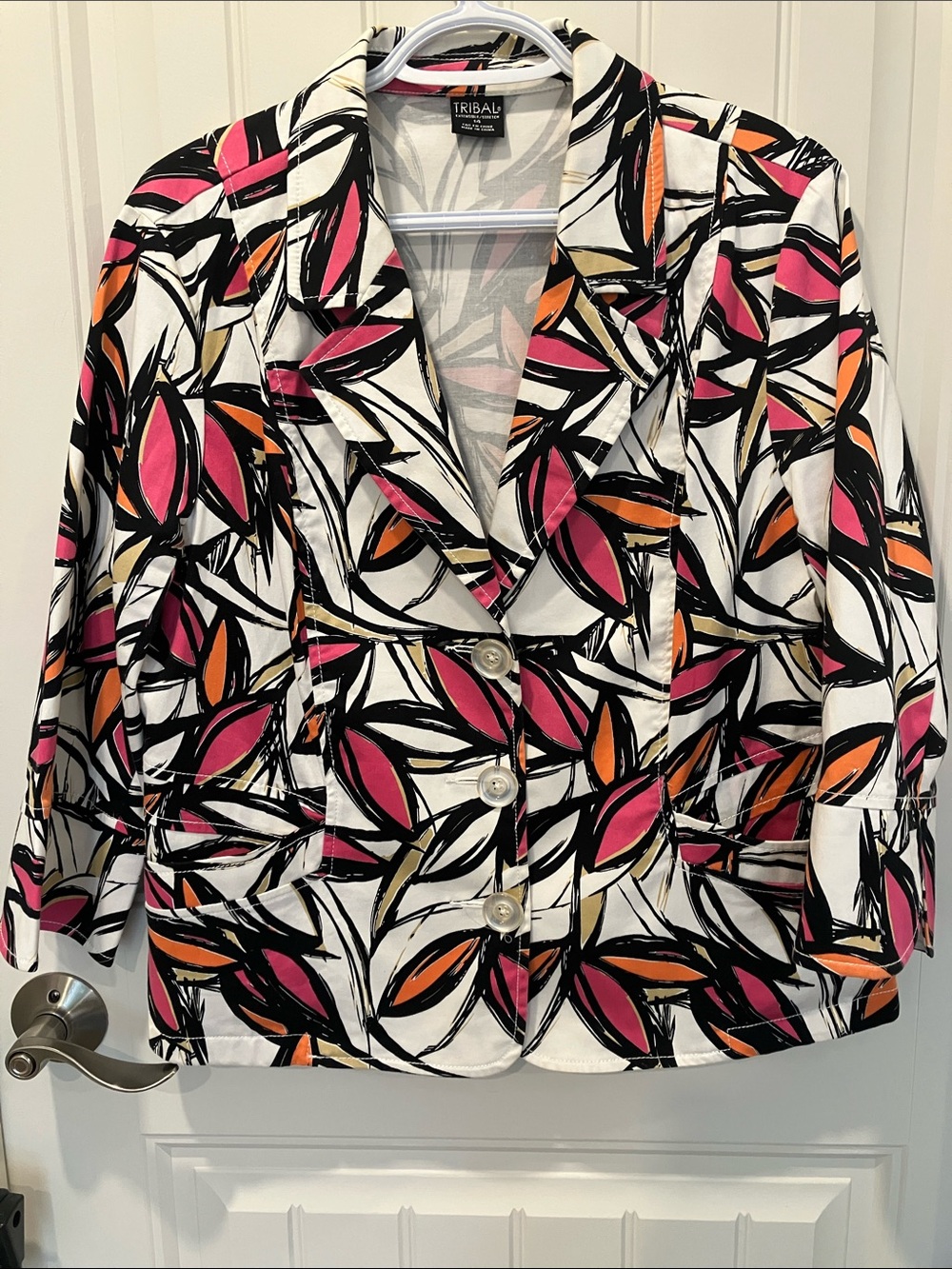 TRIBAL Vintage Suit JACKET Cotton PINK BLACK Sz 14